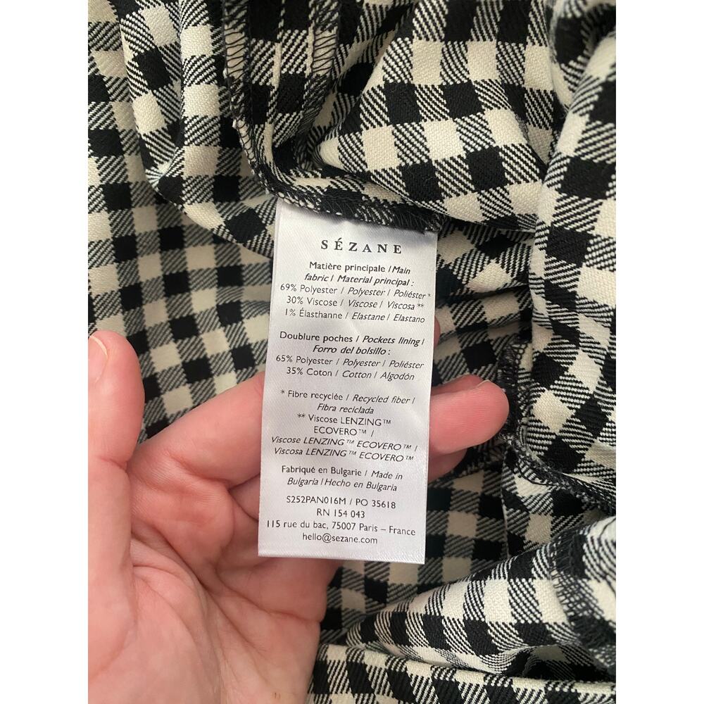 Sezane Black & White Houndstooth Cropped Ankle Pants - Picture 10 of 14